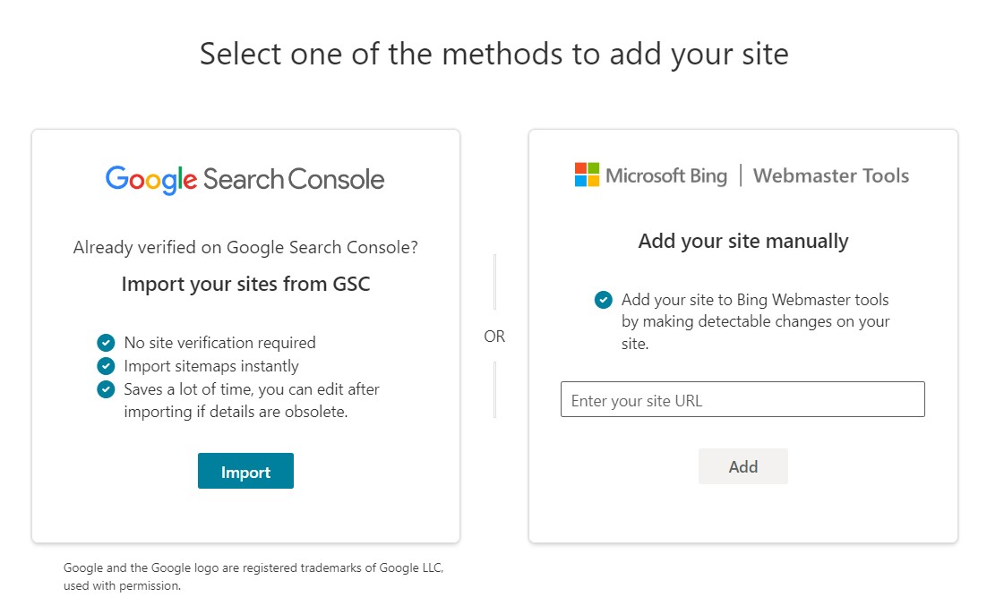 Bing Webmaster-Add a Site