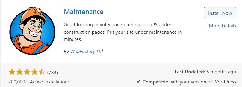 Maintenance WordPress Plugin