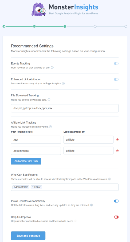 MonsterInsights-Recommended-Setting