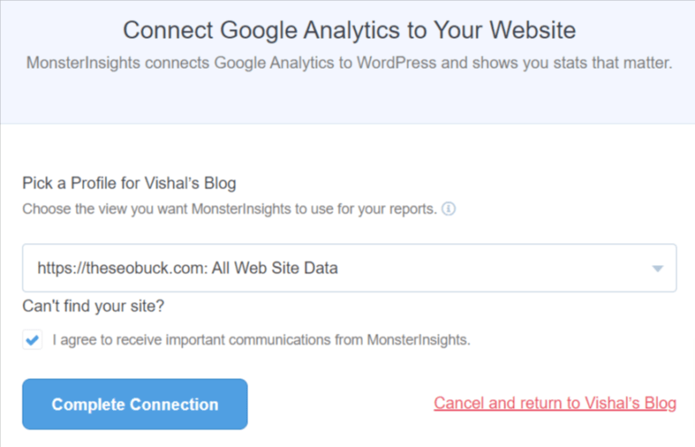 Select-Google-Analytics-Profile-MonsterInsights-App