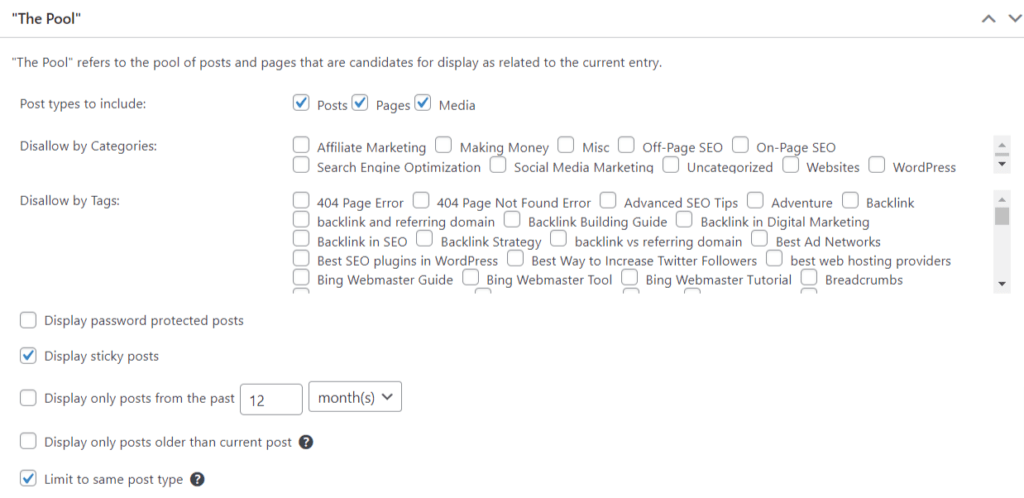 YARPP-The-Pool-Settings