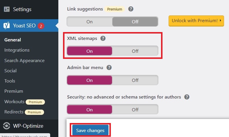 Yoast SEO-General Settings-Features-XML Sitemap