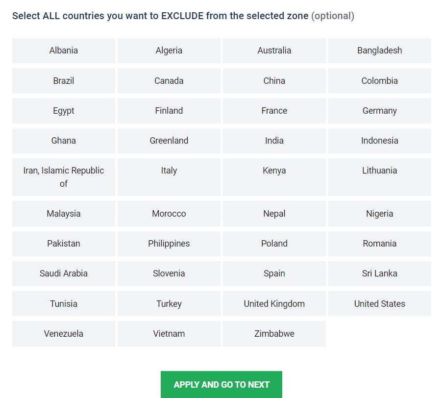 SproutGigs-Exclude Countries