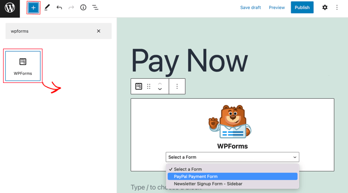 paypal-form-wpforms-wordpress-block